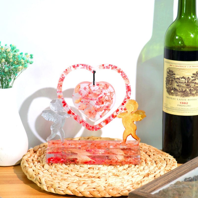Cupid With Hanging Heart & Stand Photo Frame Mould