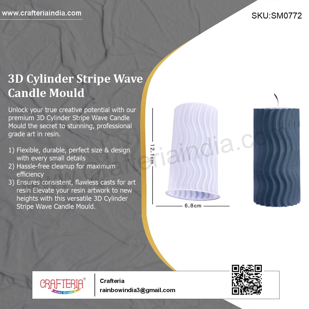3D Cylinder Stripe Wave Candle Mould