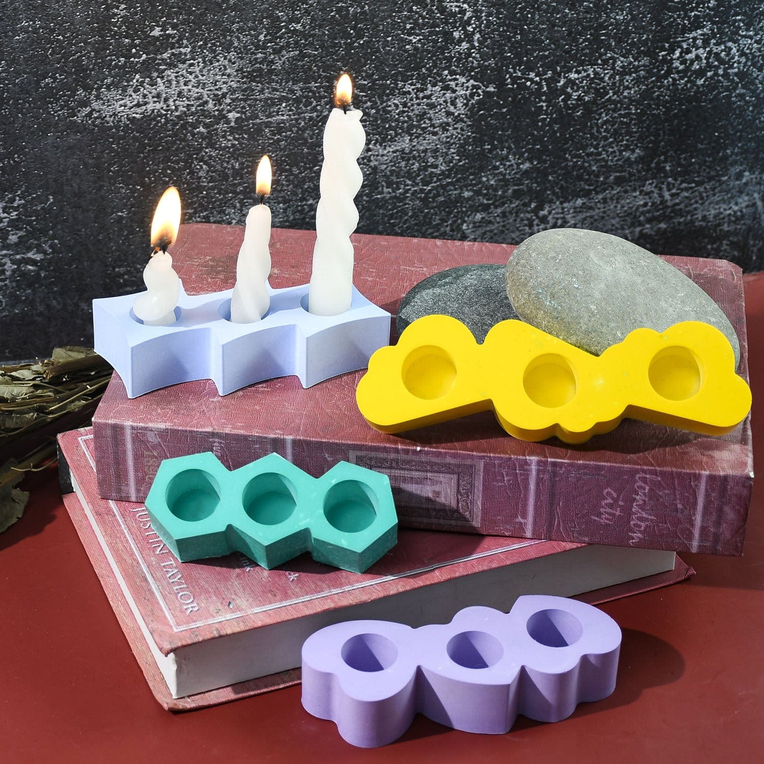 3 Hole Square Candle Holder Mould