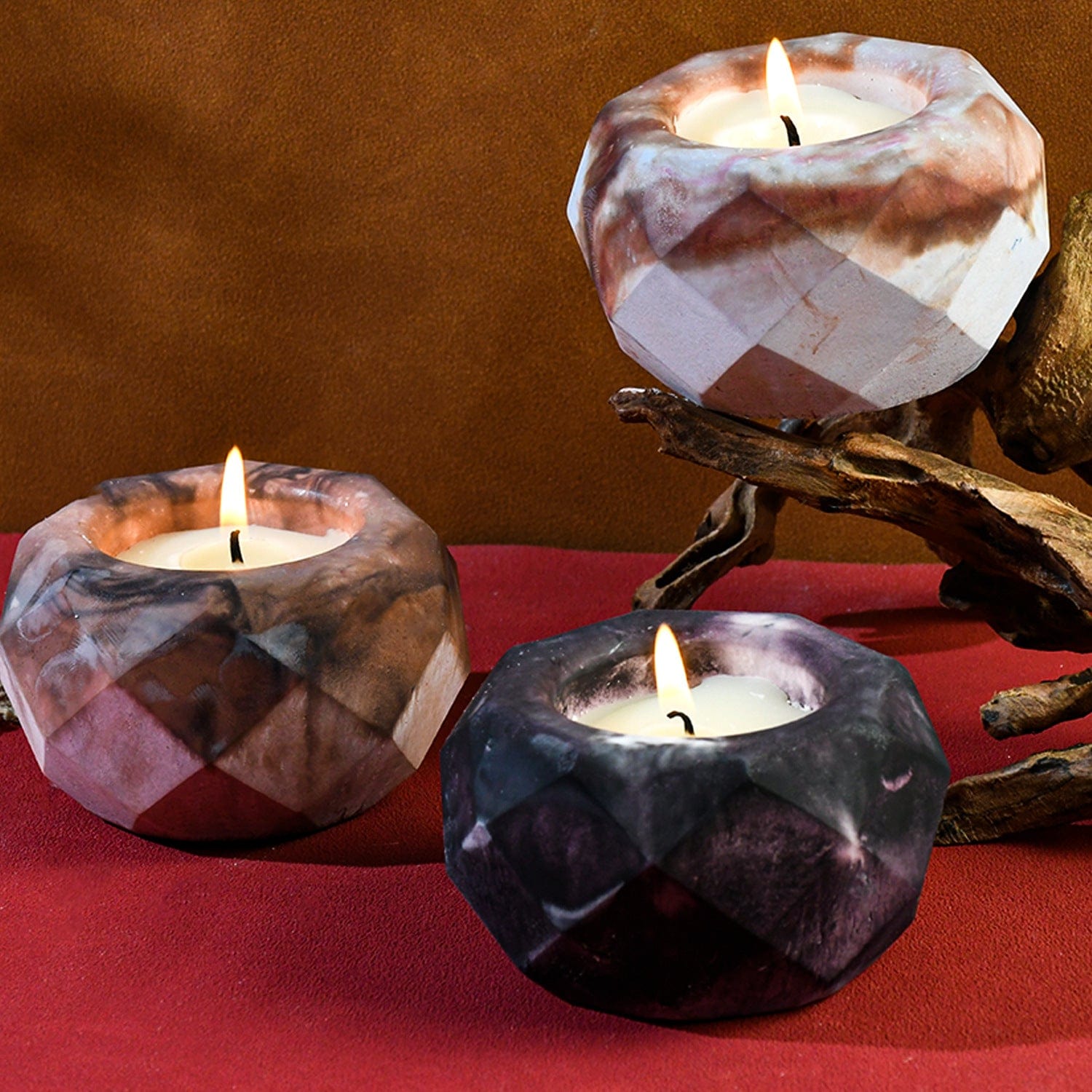 Round Diamond Cut T-Light & Candle Holder Mould