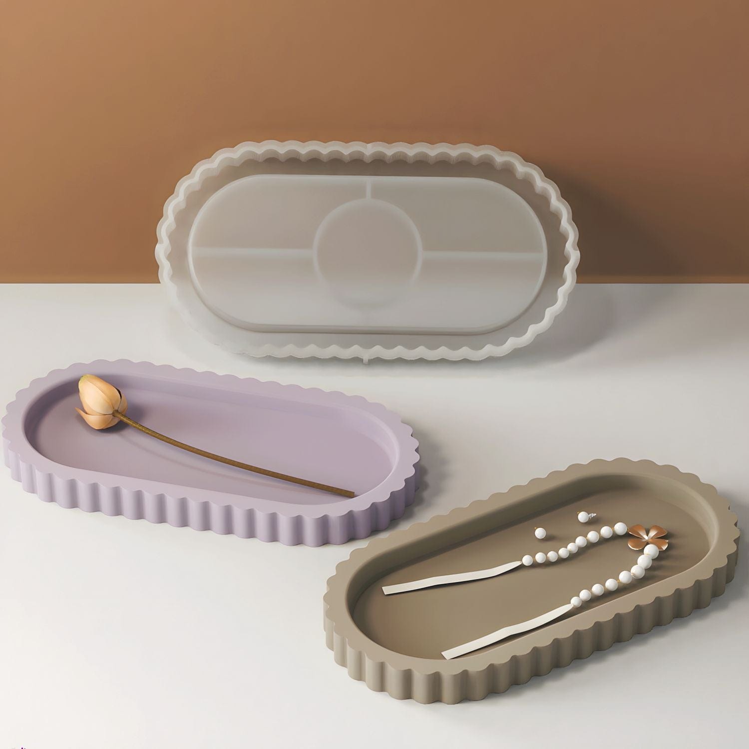 Oval Striped Trinket Tray Mould