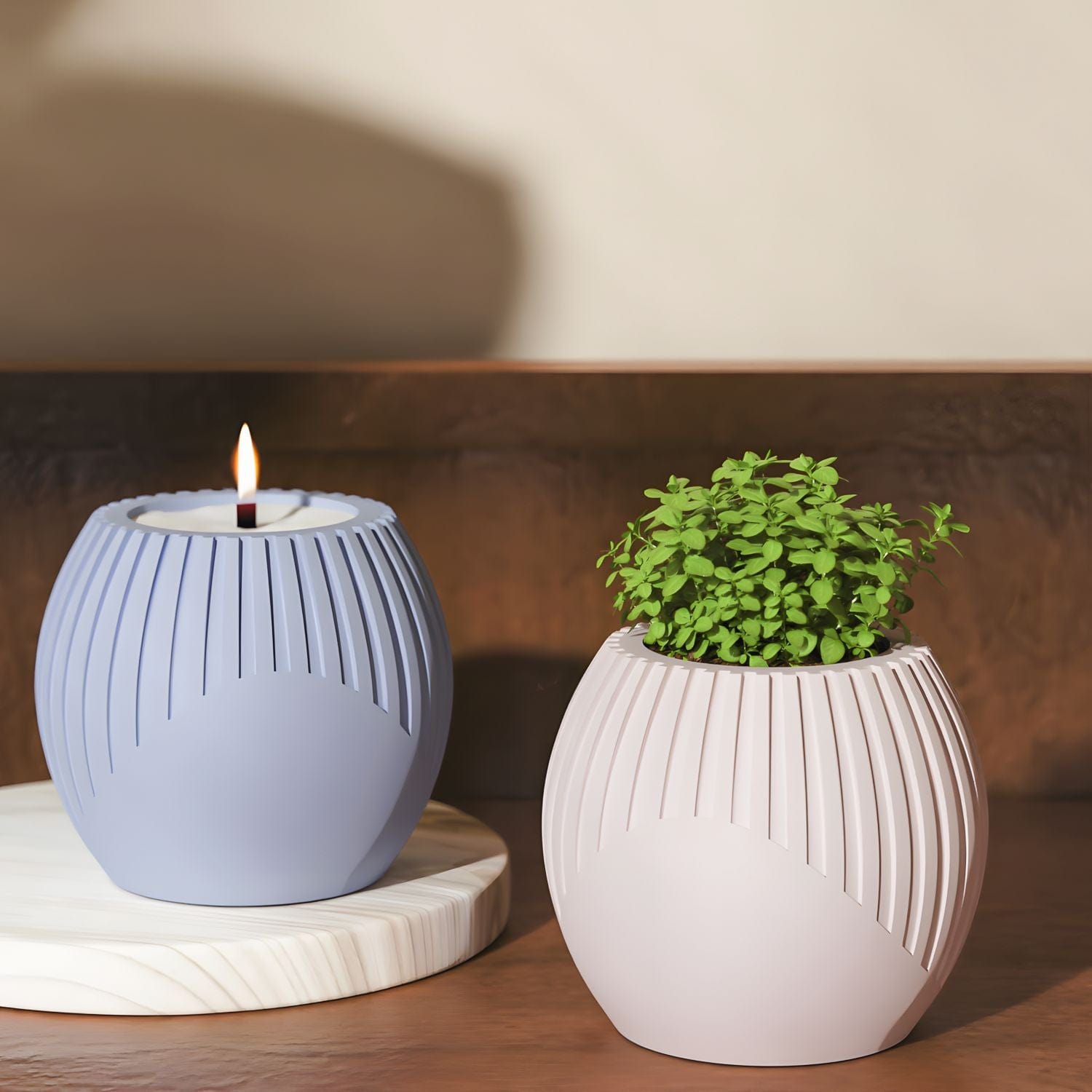 Vertical Striped Spherical Candle & Planter Mould