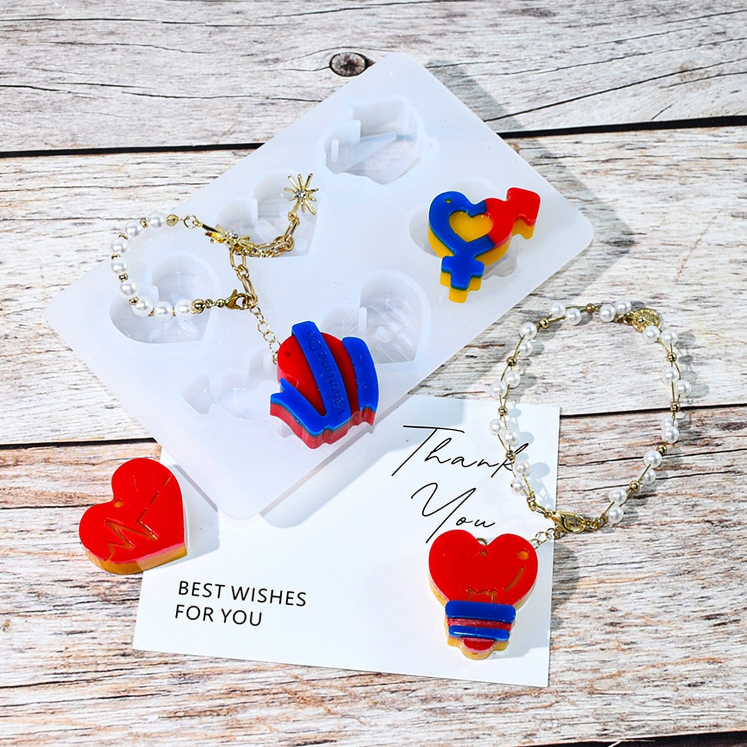 6 Cavity Heart-Shaped Keychain & Pendant Mould