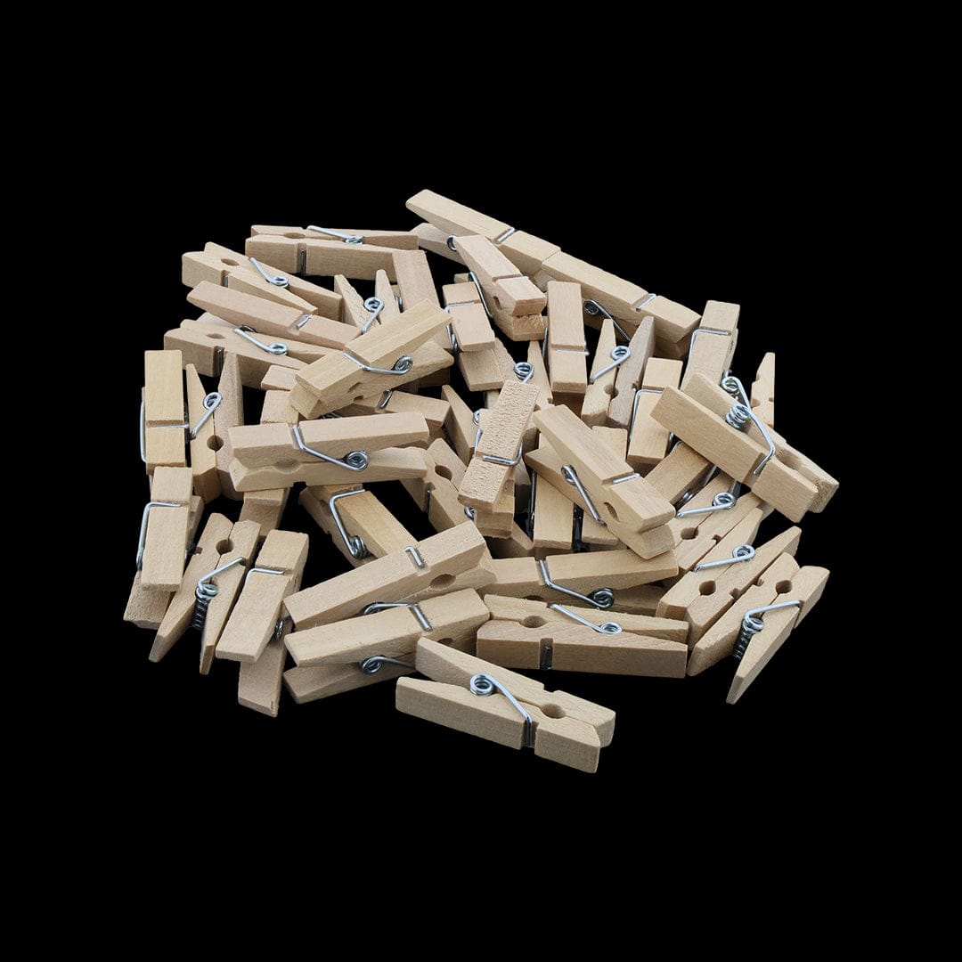 3Cm 20pcs Natural Wooden Clip With 2mtrs Jute Dori