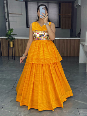 Hanch Yellow Navratri Lehenga Set
