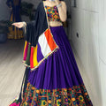 Navratri Purple Gamthi Mirror Work Lehenga Set