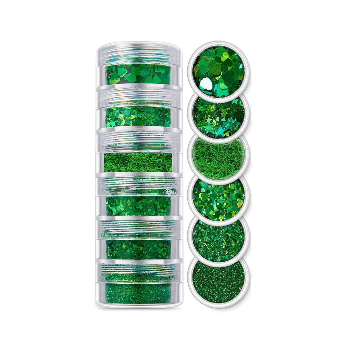 6 In 1 Glitter & Chunks Rainbow Green  Sg02