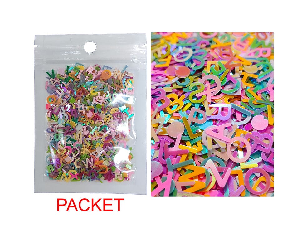 Glitter Small Rainbow Abcd Alphabet (5gms x 10)
