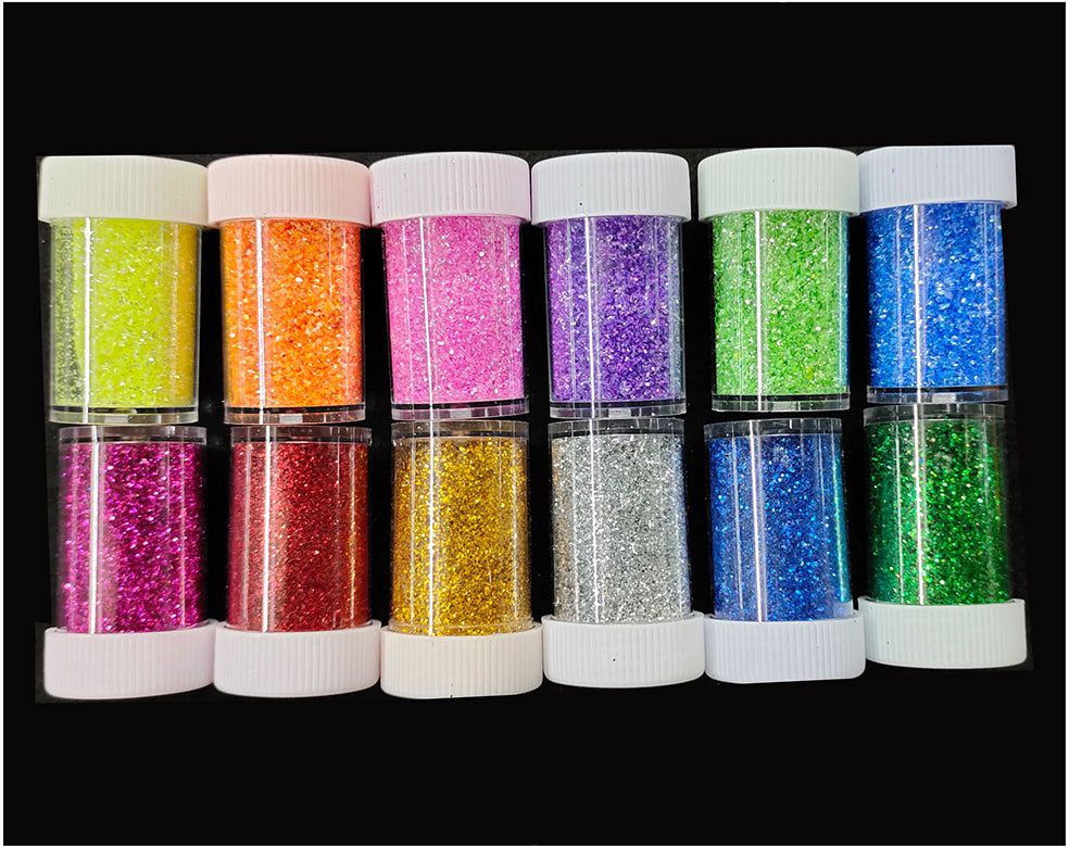 12 In 1 Col Glitter Powder Dabi Set