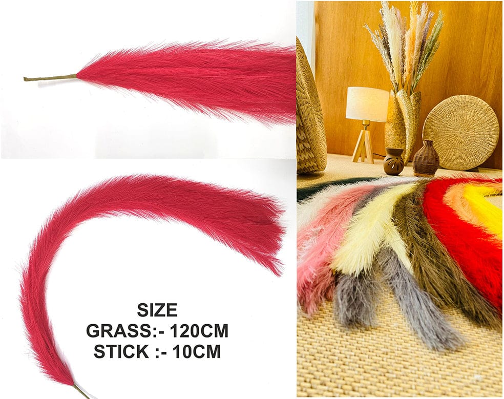 Red Faux Boho Pampas Grass