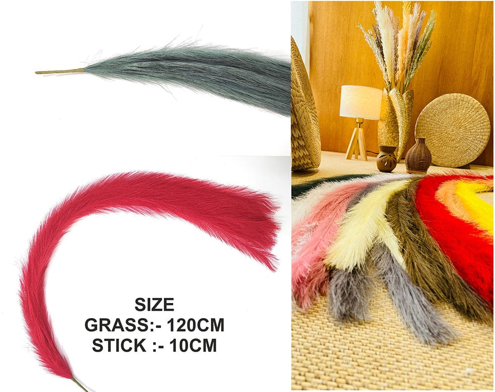 Bus Green Faux Boho Pampas Grass