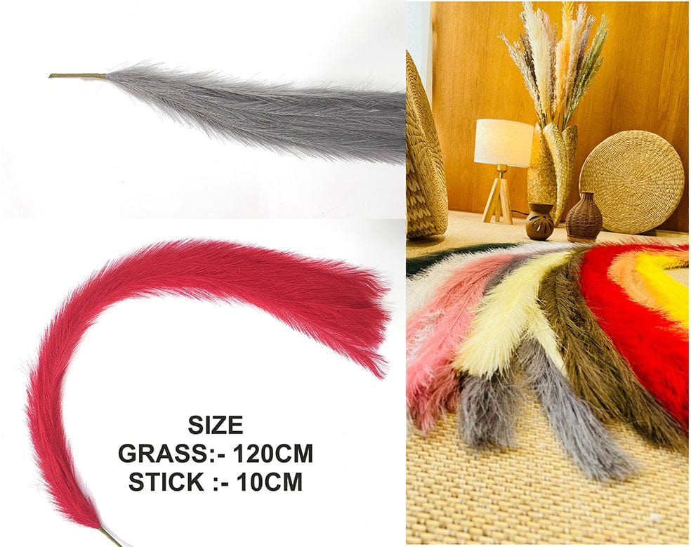 Gray Faux Boho Pampas Grass