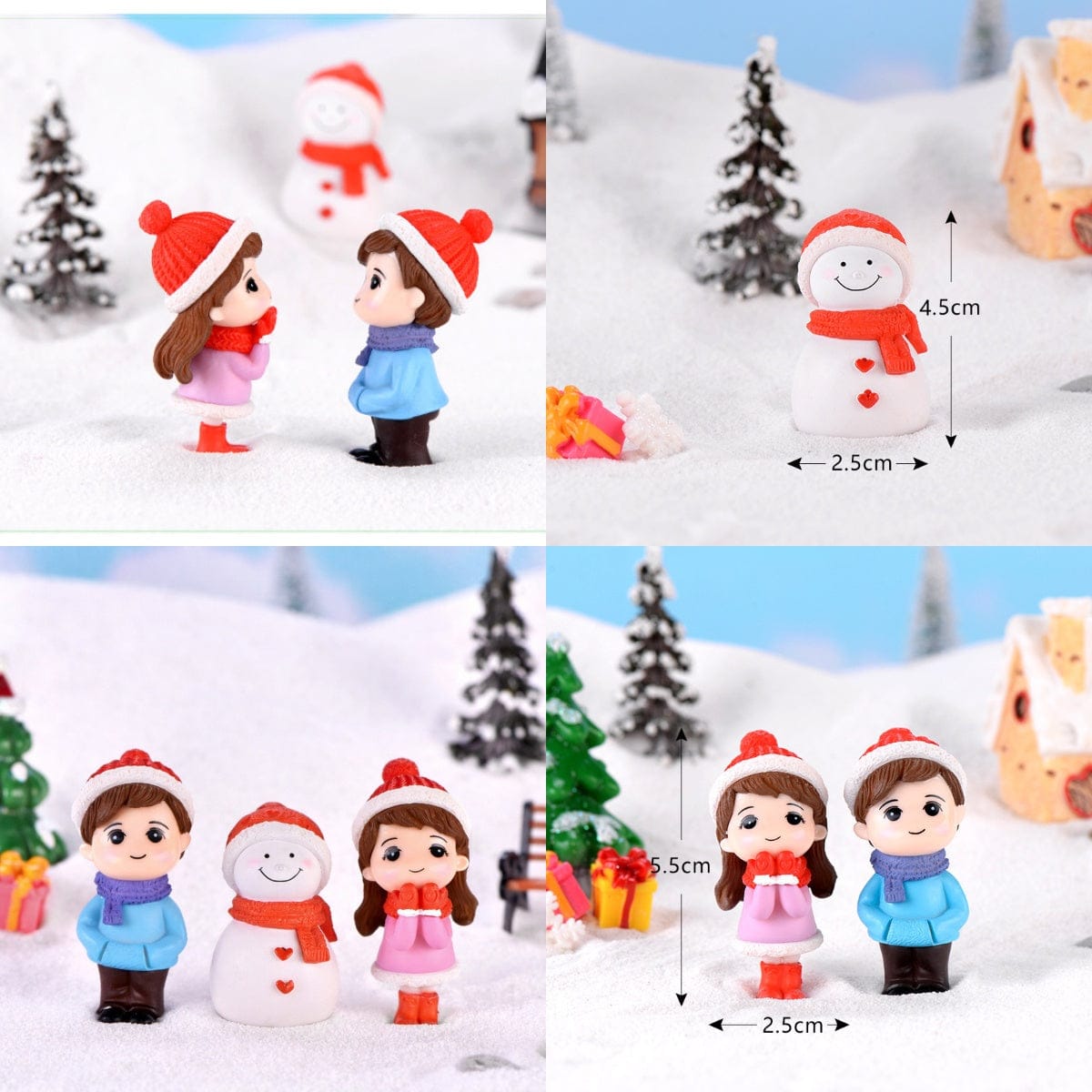 Winter Couple with Snowman Miniatures Set