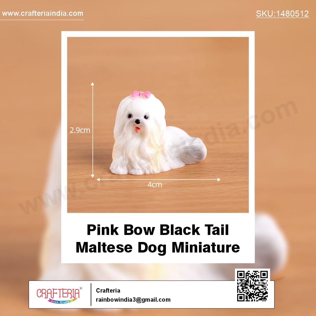 Pink Bow Black Tail Maltese Dog