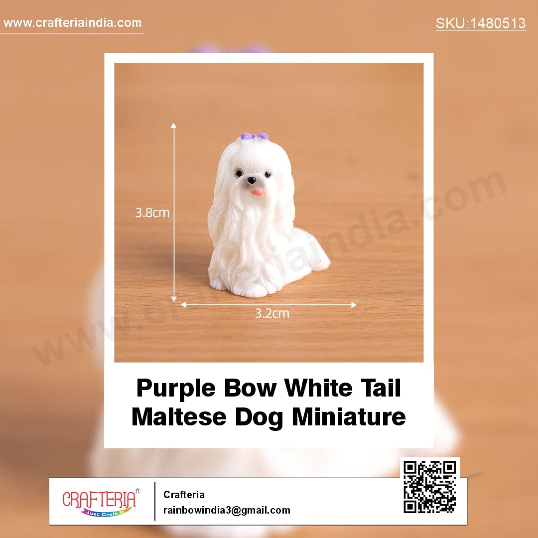 Purple Bow White Tail Maltese Dog