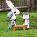 Romantic Couple Sitting On Bench Miniatures Set