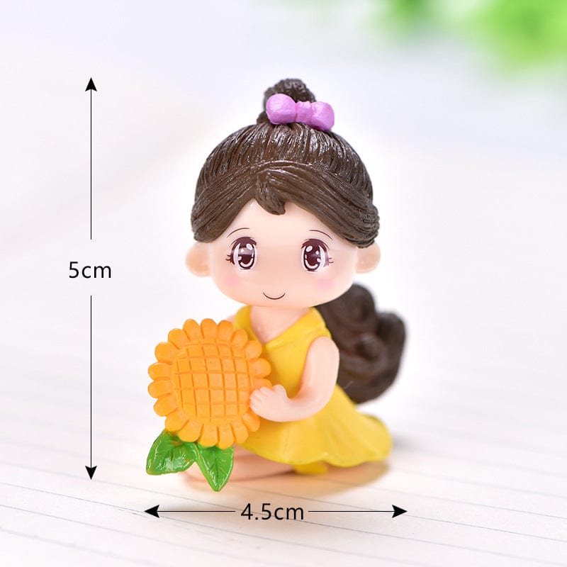 Yellow Dress Girl Holding Sun Flower