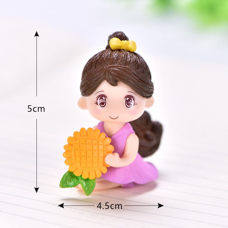 Purple Dress Girl Holding Sun Flower
