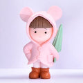 Pink Raincoat Cute Girl