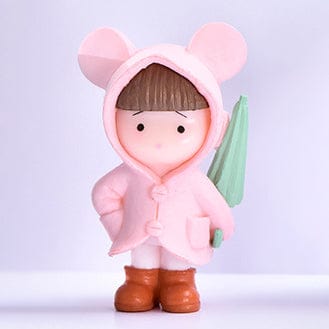 Pink Raincoat Cute Girl
