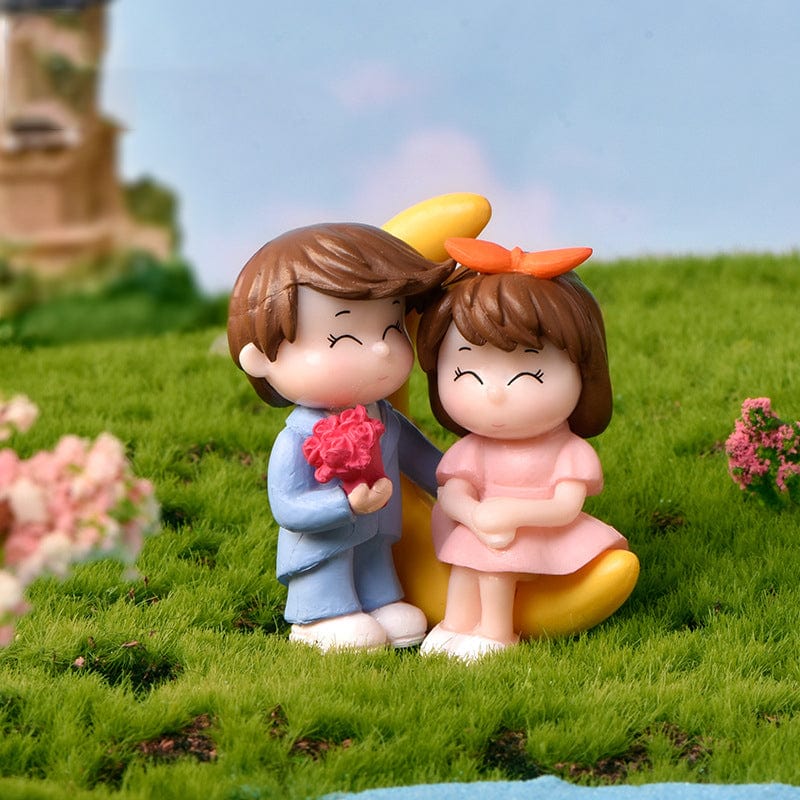 Sweety Lover Couple With Moon And Flower