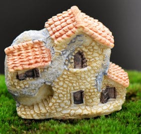 Small House Orange Roof Miniature