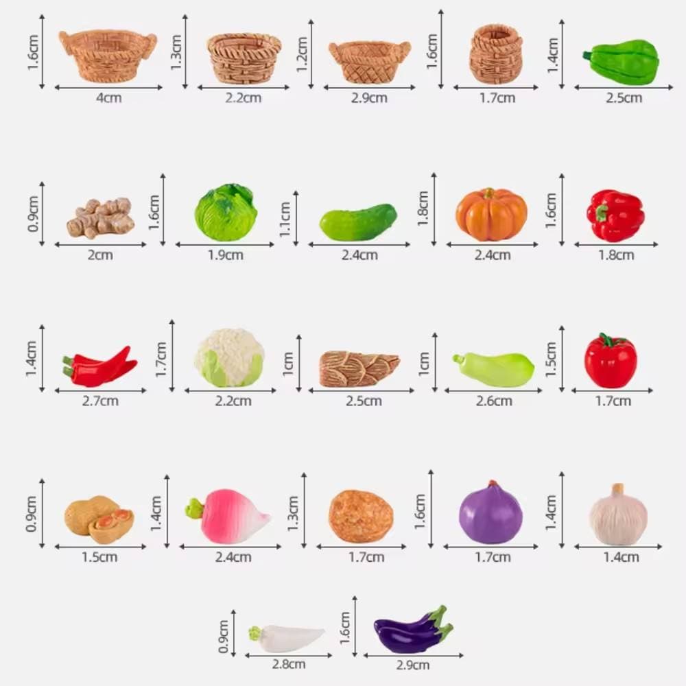 17Pcs Vegetables & 3Pcs Basket  Miniatures