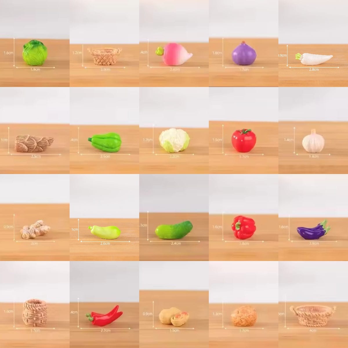 17Pcs Vegetables & 3Pcs Basket  Miniatures
