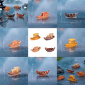 6Pcs Wooden Boat Collection Miniatures