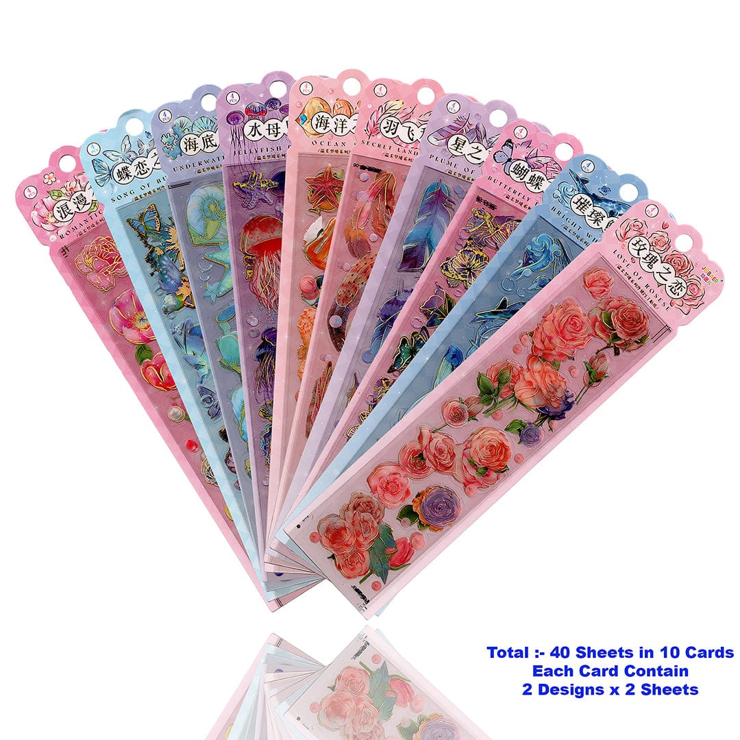 Ocean & Flower Theme PET sticker cards