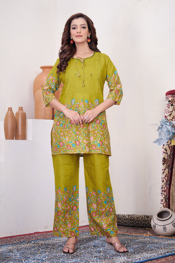 Hanch Pure Cotton Printed Co-Ords Set – Lemon Yellow