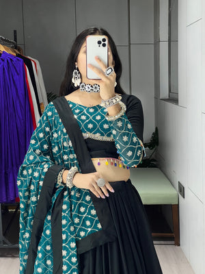 Navratri Black Heavy Embroidery Lehenga Set