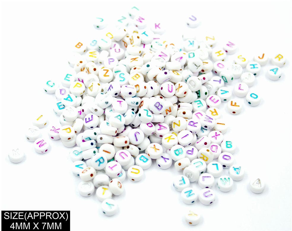 Idly Abcd Alphabet Beads (Wt+Metallic Col)