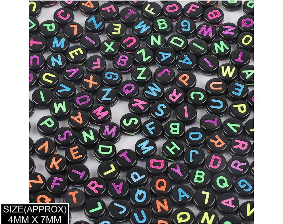 Idly Abcd Alphabet Beads (Blk+Col)