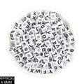 Square Abcd Alphabet Beads (Wt+Blk)