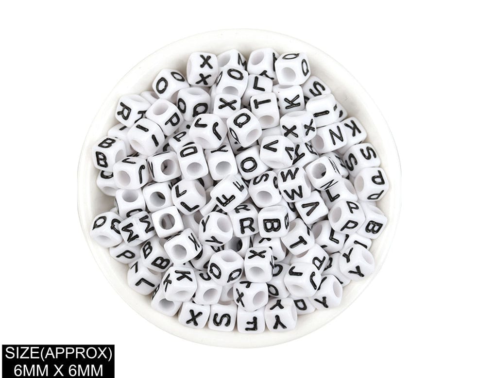 Square Abcd Alphabet Beads (Wt+Blk)