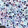 Square Abcd Alphabet Beads (Wt+Metallic Col)