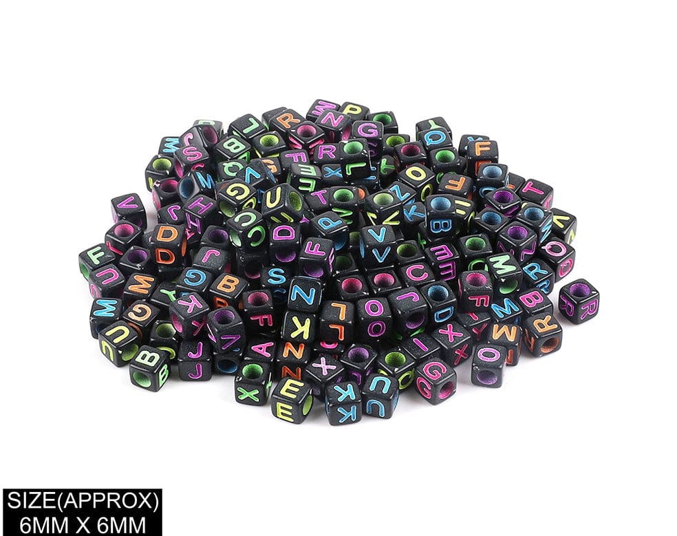 Square Abcd Alphabet Beads (Blk+Col)