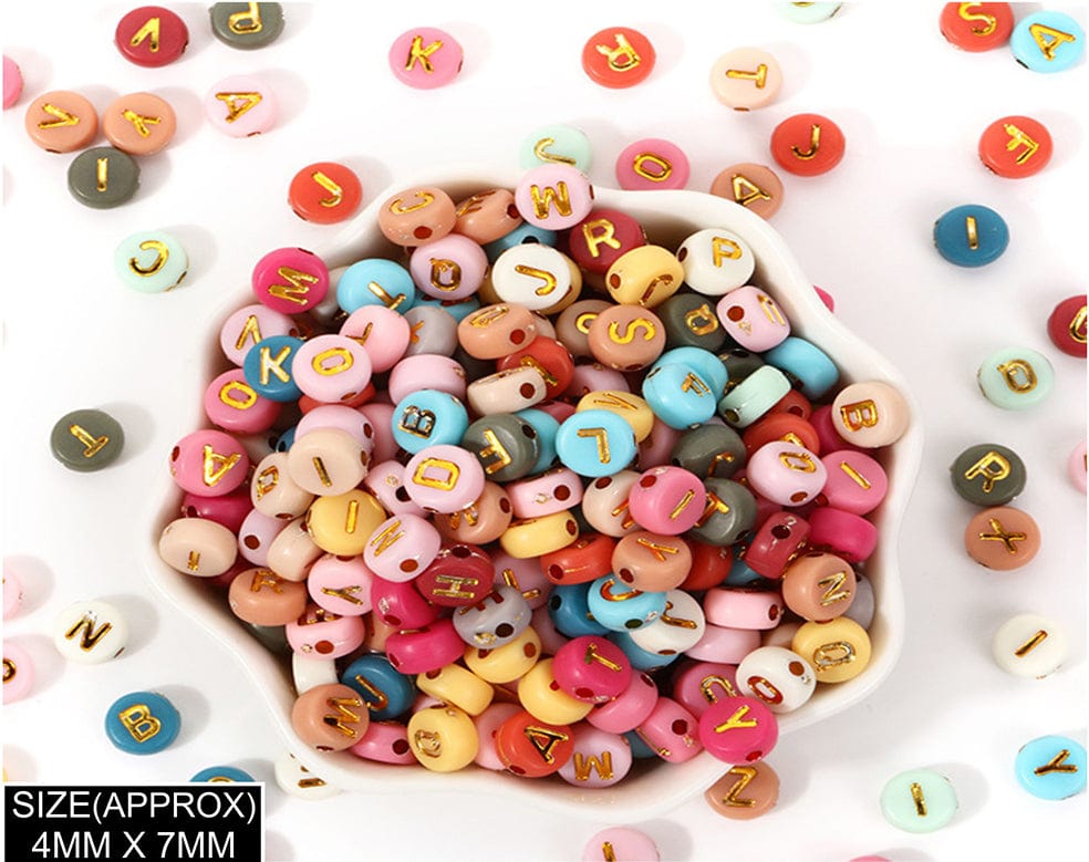 Idly Abcd Alphabet Beads (Col+Gold)