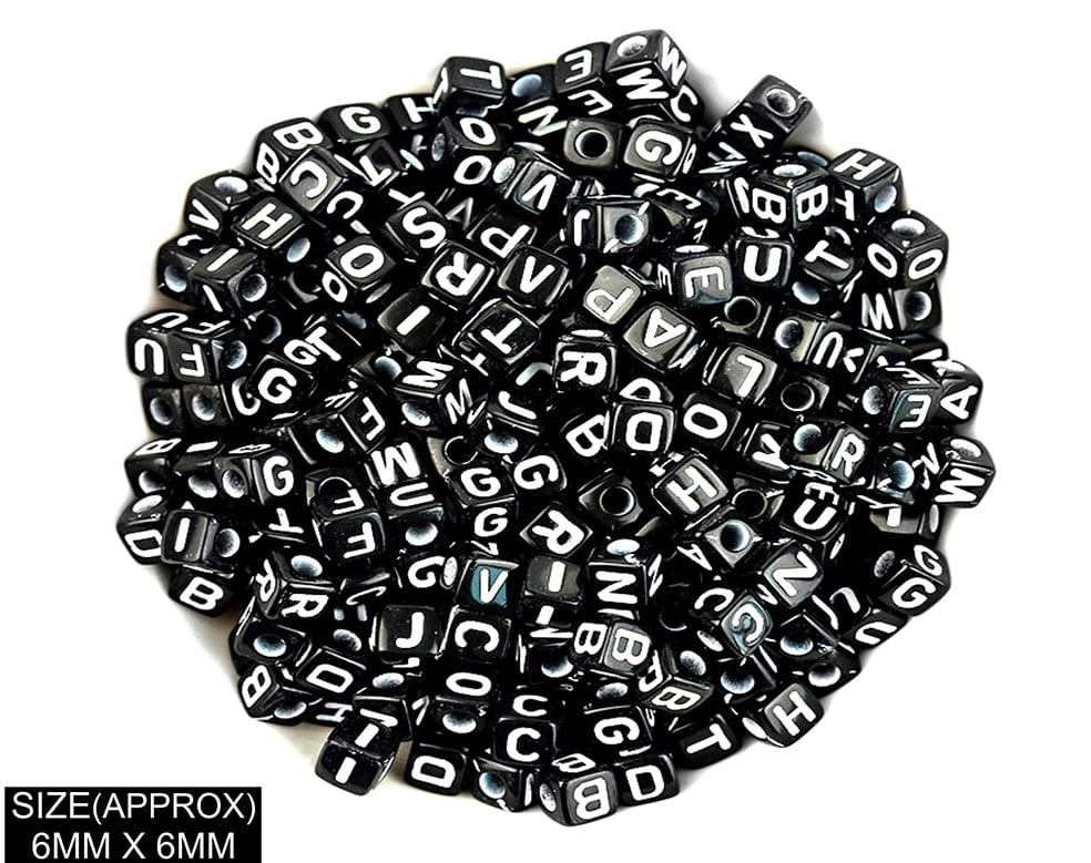Square Abcd Alphabet Beads (Blk+Wt)