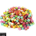 Square Abcd Alphabet Beads (Metallic Col+Yellow)