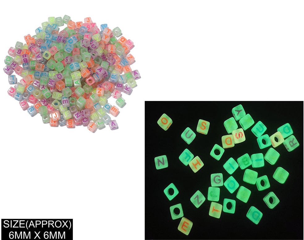 Square Abcd Alphabet Beads (Milky Wt+Col)