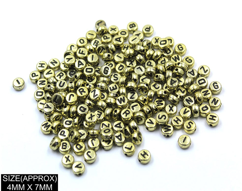 Idly Abcd Alphabet Beads (Gold+Blk)