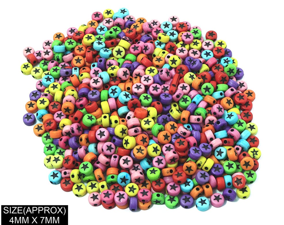 Idly White Star Design Beads (Col+Blk)