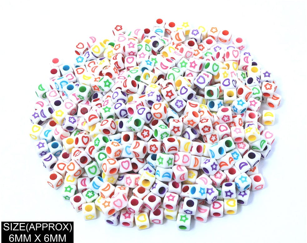 Square Heart, Flower Etc. Beads (Wt+Col)