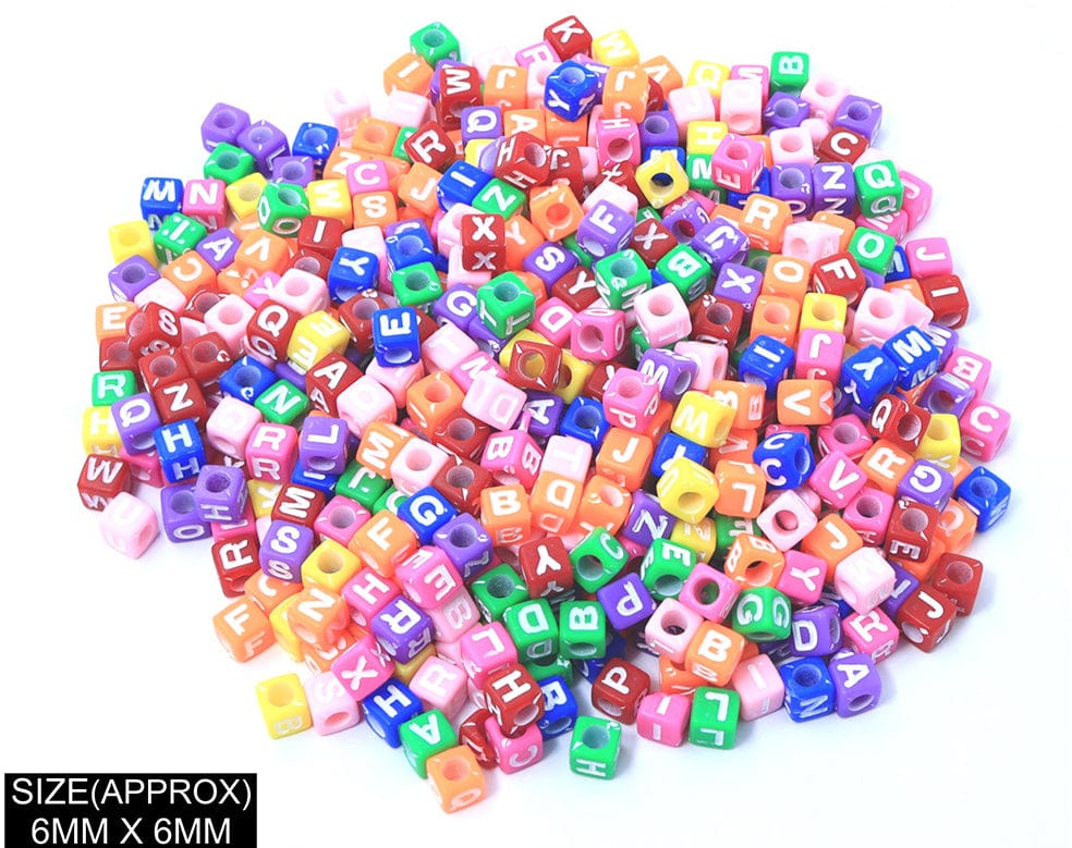 Square Abcd Alphabet Beads (Col+Wt)