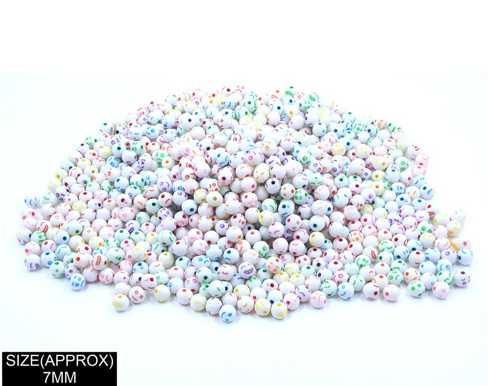 Round Smile Beads (Wt+Col)
