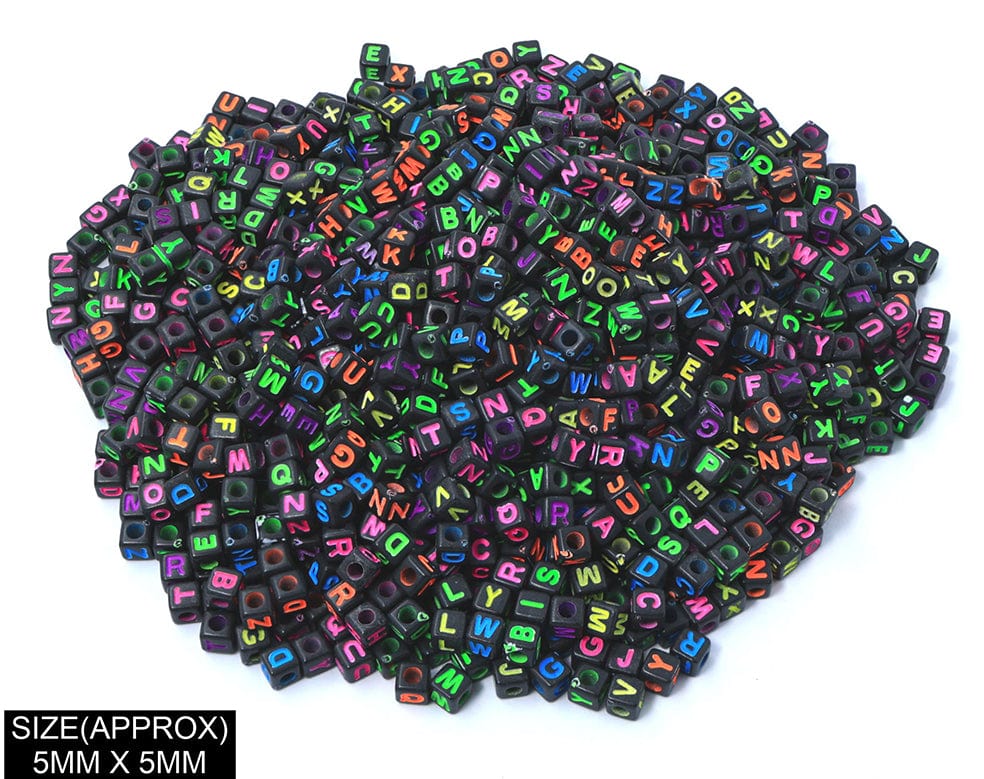 Square Abcd Alphabet Beads (Blk+Col)