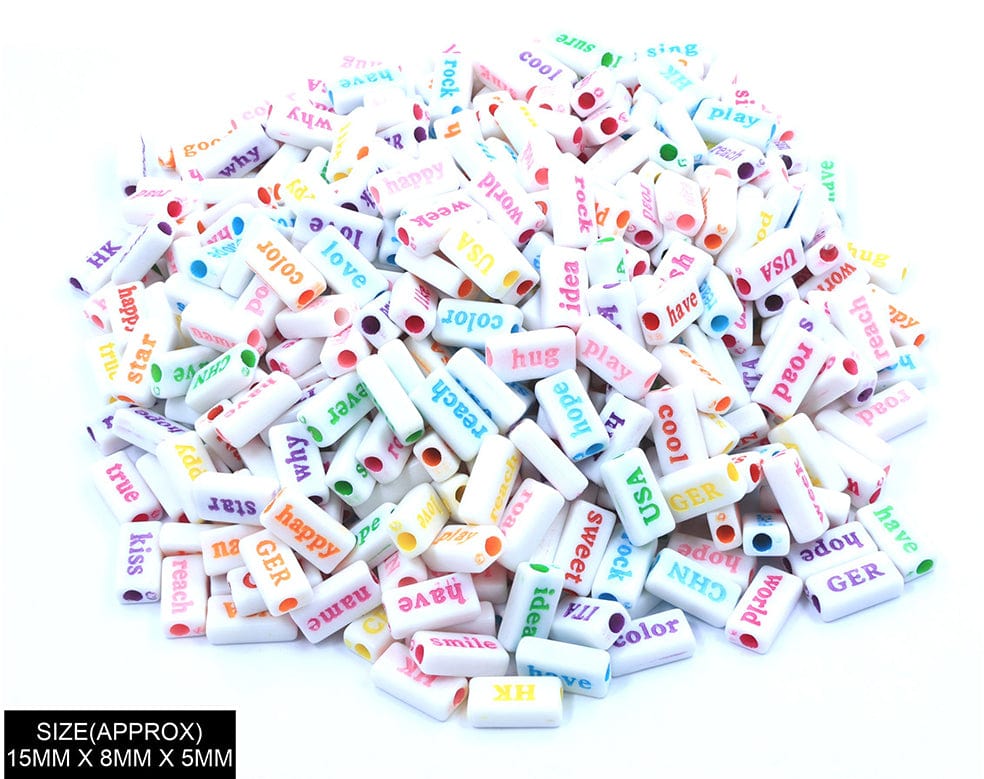 Rectangle Words Beads (Wt+Col)