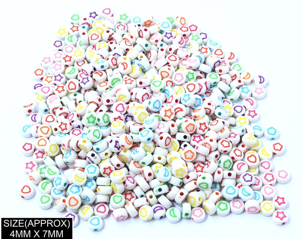 Idly Heart, Star Etc Beads (Wt+Col)